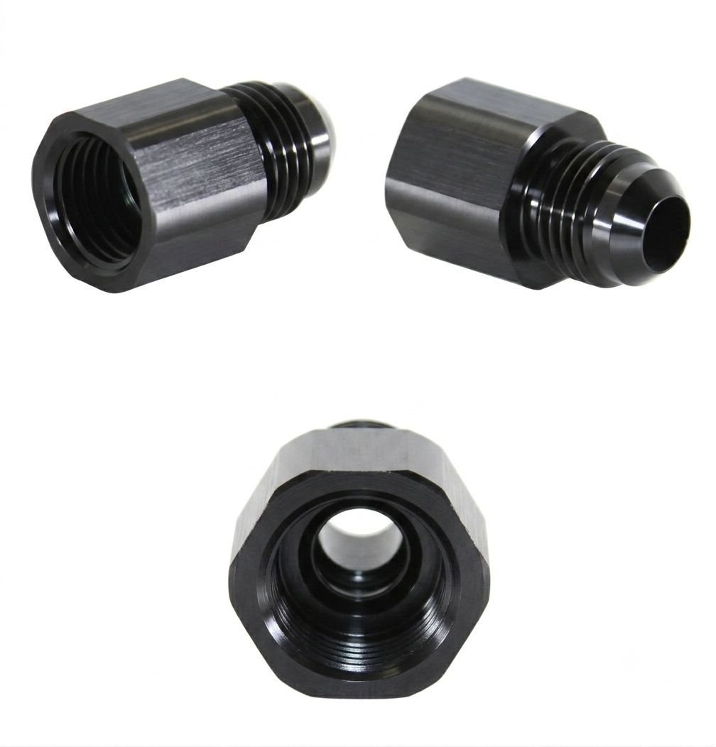 Adapter, -6 JIC AN Male » M14x1.5 Female Inverted Flare, Black
